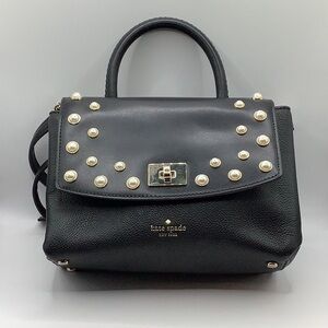 Kate Spade Dorina Serrano Place Satchel Pearl Purse Black Crossbody